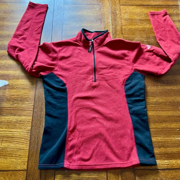 The North Face Women's Polartec Half Zip Fleece Pullover-Red/Black - Picture 14 of 14